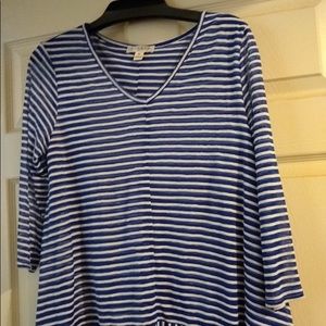 navy and white striped flowy top